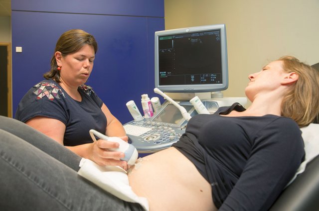 Een echografie bij een zwangere dame